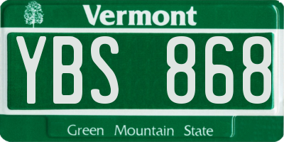 VT license plate YBS868
