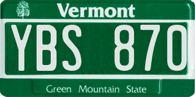 VT license plate YBS870