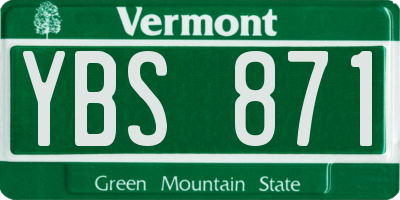 VT license plate YBS871