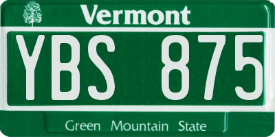 VT license plate YBS875