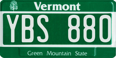 VT license plate YBS880