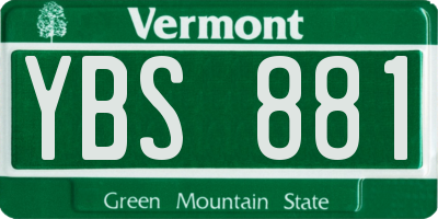 VT license plate YBS881