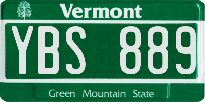 VT license plate YBS889