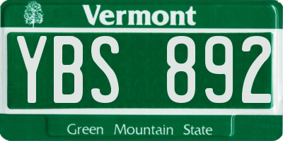VT license plate YBS892