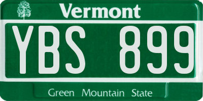 VT license plate YBS899