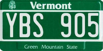 VT license plate YBS905