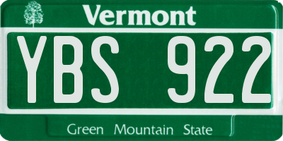 VT license plate YBS922