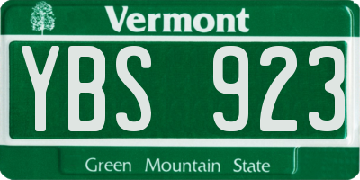 VT license plate YBS923