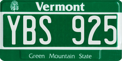 VT license plate YBS925