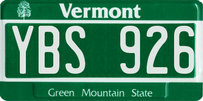 VT license plate YBS926