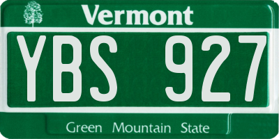 VT license plate YBS927