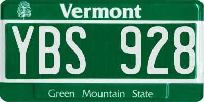 VT license plate YBS928