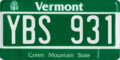 VT license plate YBS931
