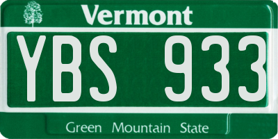 VT license plate YBS933