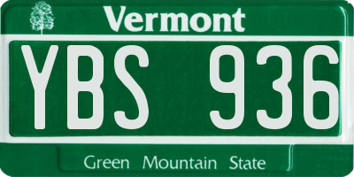 VT license plate YBS936