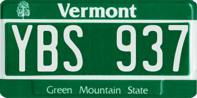 VT license plate YBS937