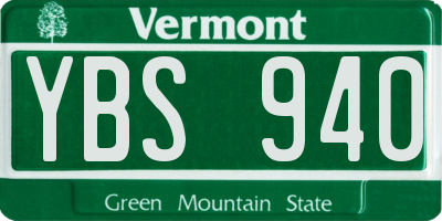 VT license plate YBS940