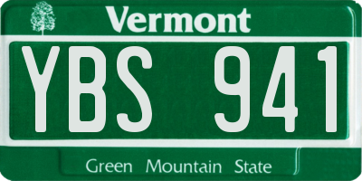 VT license plate YBS941