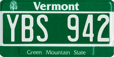 VT license plate YBS942