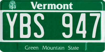 VT license plate YBS947