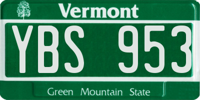 VT license plate YBS953