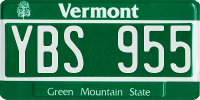 VT license plate YBS955
