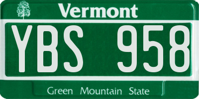 VT license plate YBS958