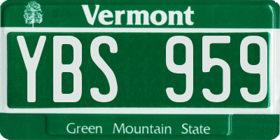 VT license plate YBS959