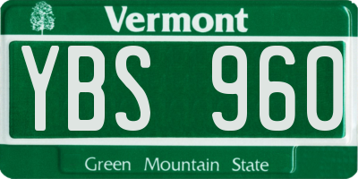 VT license plate YBS960