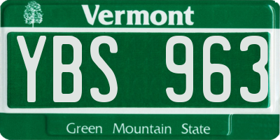 VT license plate YBS963