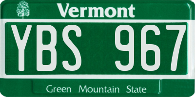 VT license plate YBS967
