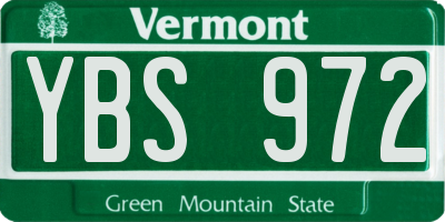 VT license plate YBS972