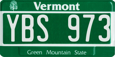 VT license plate YBS973