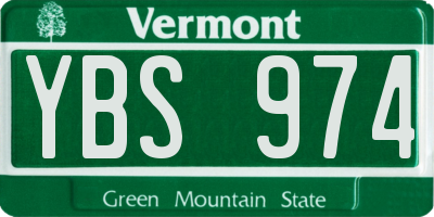 VT license plate YBS974