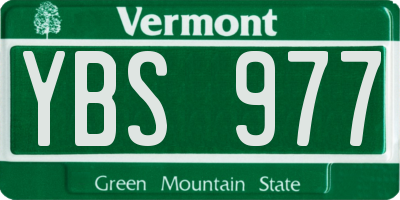 VT license plate YBS977