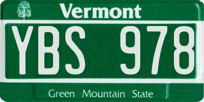 VT license plate YBS978