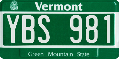 VT license plate YBS981