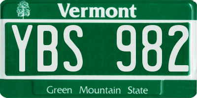 VT license plate YBS982