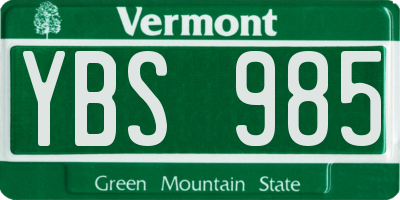 VT license plate YBS985