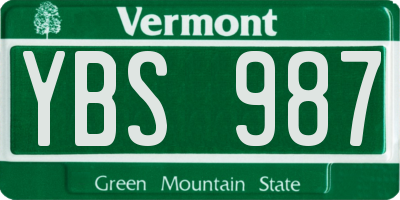 VT license plate YBS987