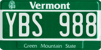 VT license plate YBS988