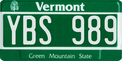 VT license plate YBS989