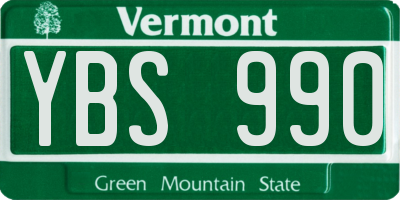 VT license plate YBS990