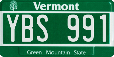 VT license plate YBS991
