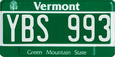 VT license plate YBS993