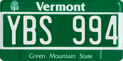 VT license plate YBS994