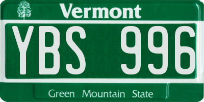 VT license plate YBS996