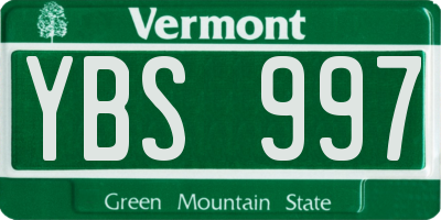 VT license plate YBS997