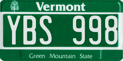 VT license plate YBS998