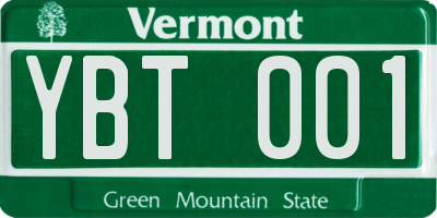 VT license plate YBT001
